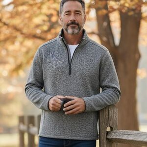 #325 Men's Gray Zip-Up Sweater